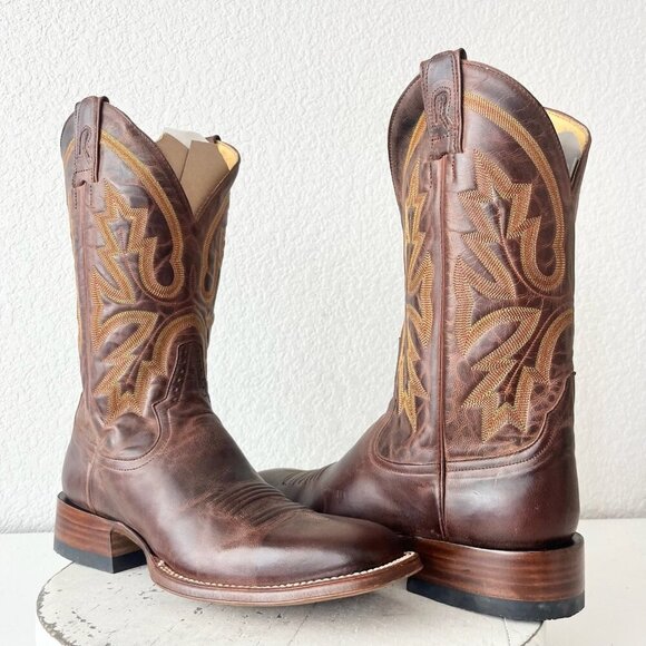 Rod Patrick Mens Cowboy Boots 9.5B Perro Loco Brown Leather Western Square Toe - Picture 14 of 14